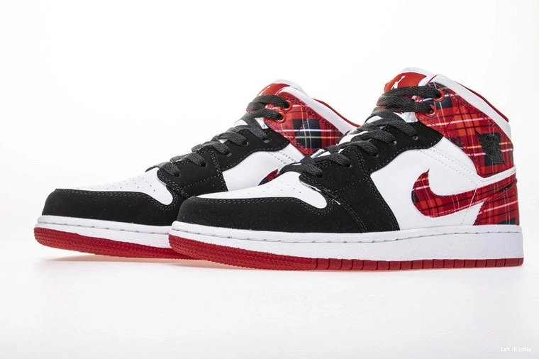 Plaid White Jordan  Mid 1 (GS) 554725-607 0101